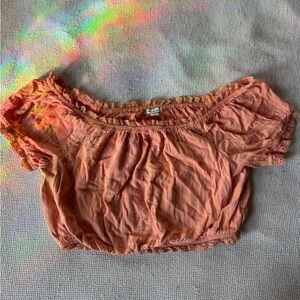 American Eagle Outfitters Rust Off-Shoulder‎ Blouse